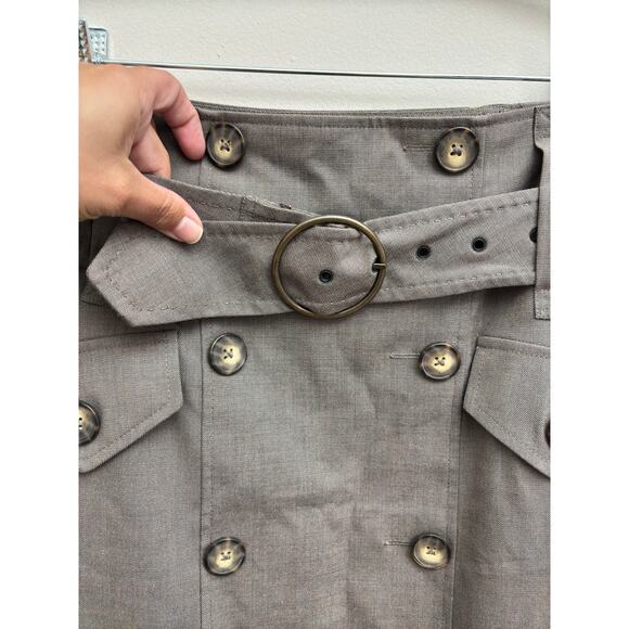 Vintage Retro Brown High Waist Double Breasted Tailored Midi Pencil Skirt Size 4 - Picture 3 of 8